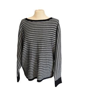 Cyrus Women’s XL Black & White Dolman Sweater Striped Coastal Classic